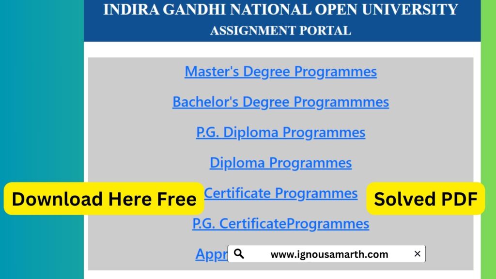 IGNOU Assignment Question Paper 2025 – Download All Courses PDF
