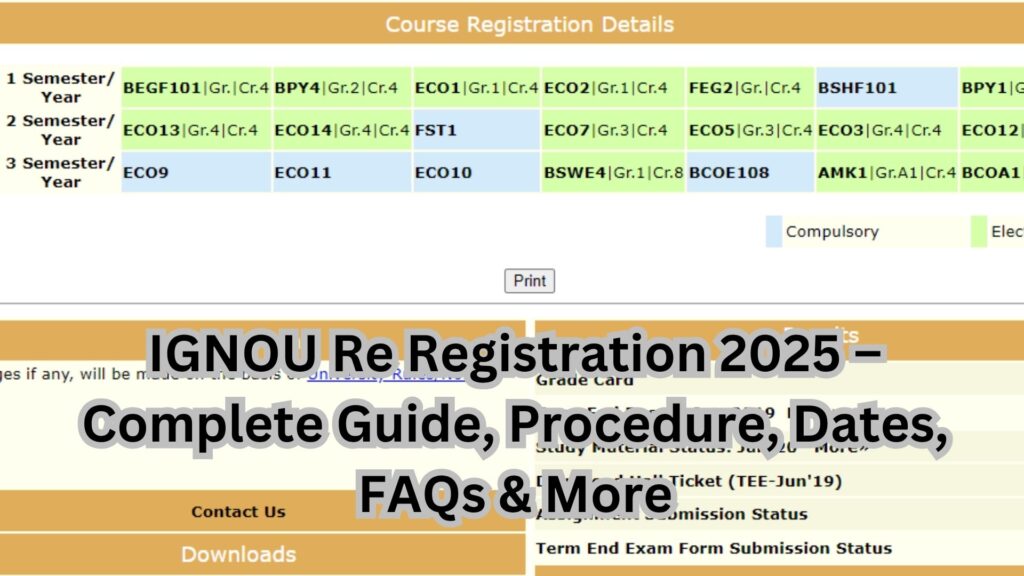 IGNOU Re Registration 2025 – Complete Guide, Procedure, Dates, FAQs & More