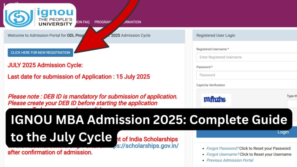 IGNOU MBA Admission 2025: Complete Guide to the July Cycle