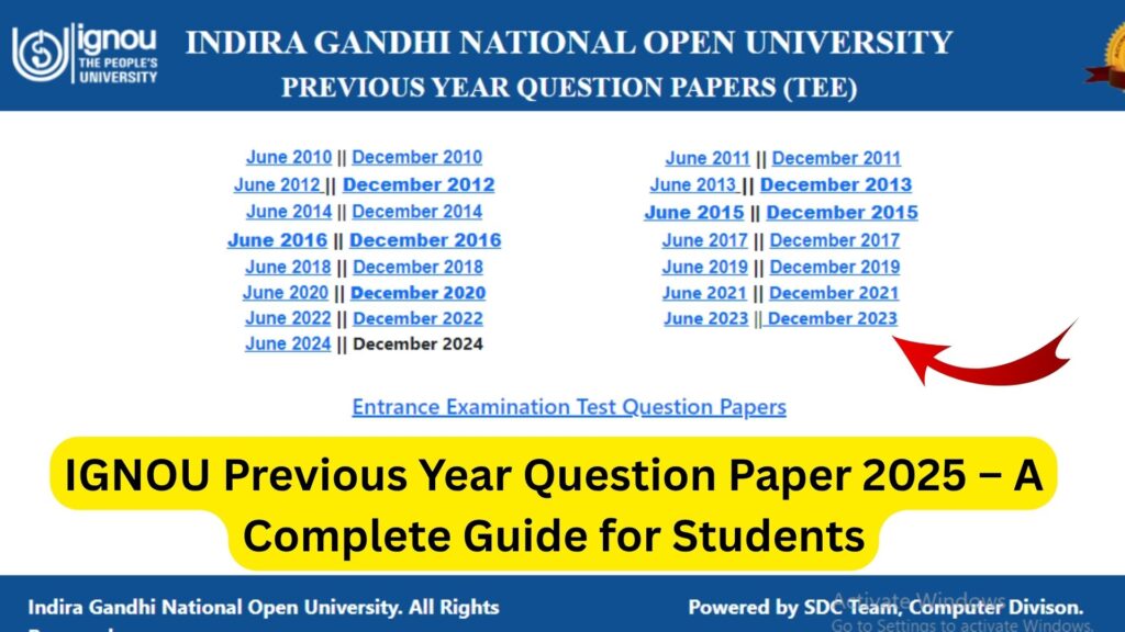 IGNOU Previous Year Question Paper 2025 – A Complete Guide for Students