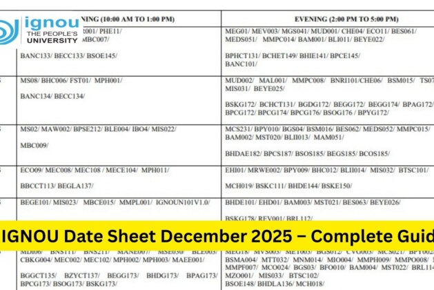 IGNOU Date Sheet December 2025 – Complete Guide