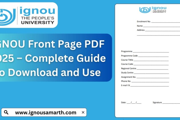 IGNOU Front Page PDF 2025 – Complete Guide to Download and Use
