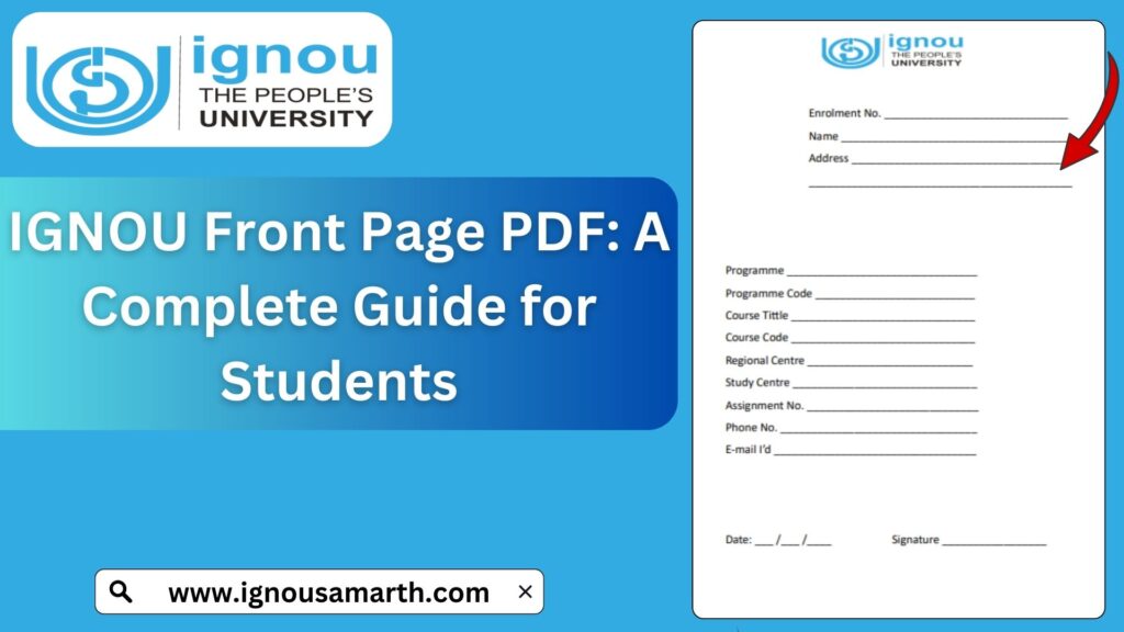 IGNOU Front Page PDF: A Complete Guide for Students