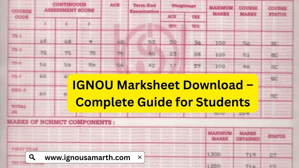 IGNOU Marksheet Download – Complete Guide for Students