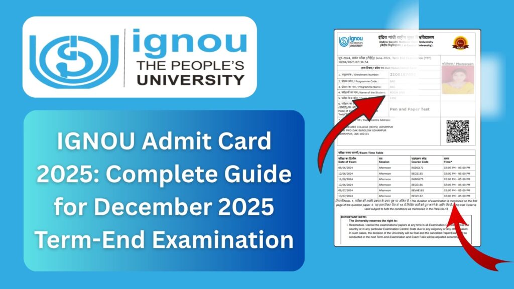 IGNOU Admit Card 2025: Complete Guide for December 2025 Term-End Examination