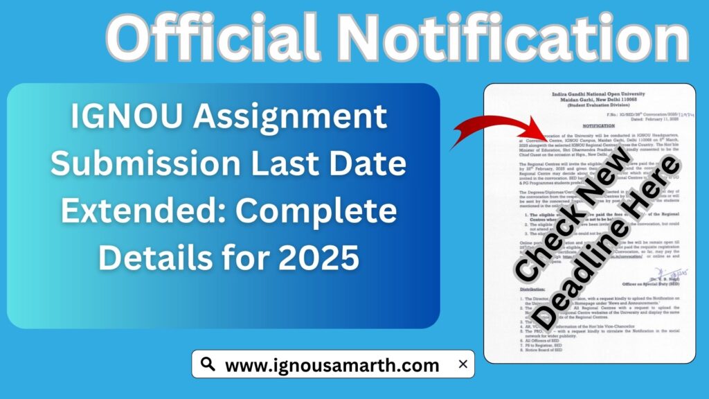 IGNOU Assignment Submission Last Date Extended: Complete Details for 2025